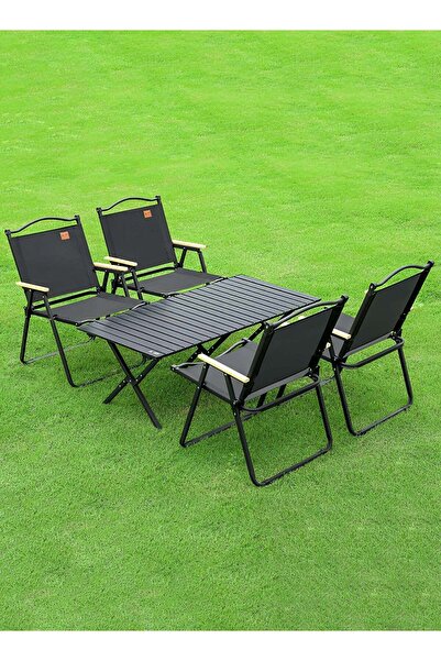 Taimi 5-Piece Camping Set:Folding Table with Carrying Bag (120×60×45cm) + 4 F...