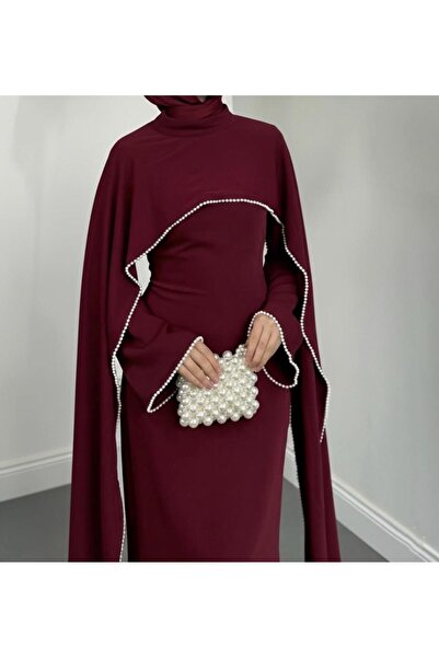 noyacollection Pelerinli İnci Detaylı Tesettür Abiye