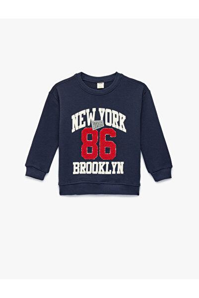 Koton Swea oversize imprimat cu mânecă lungă, guler tip crewneck, din bumbac ...