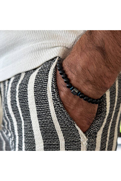 Ezera Handmade Men's Bracelet from Matte Onyx and Hematite
