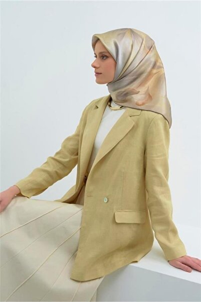 Armine Eșarfă de mătase Vara 2026 - 9519-05 Gri Galben Twill