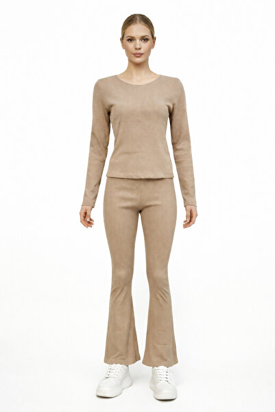 MYZ LİFE طقم كاشكورس علوي وسفلي مكون من قطعتين باللون البيج