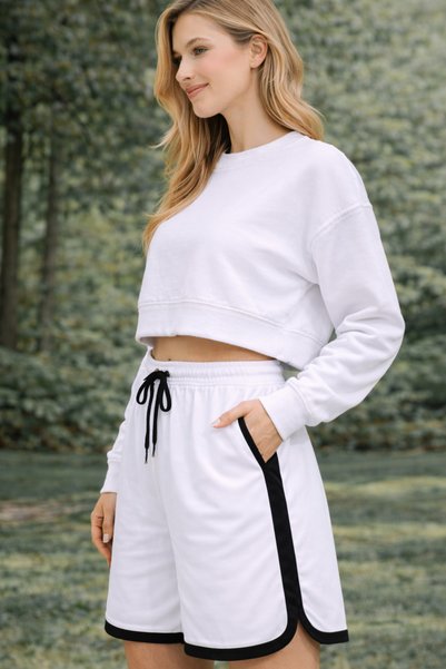 Relax family xf Women's Sports Shorts High Waist Side Cappa Fabric Stripes Comfortable Fit Casual, Fitness and Training Shorts