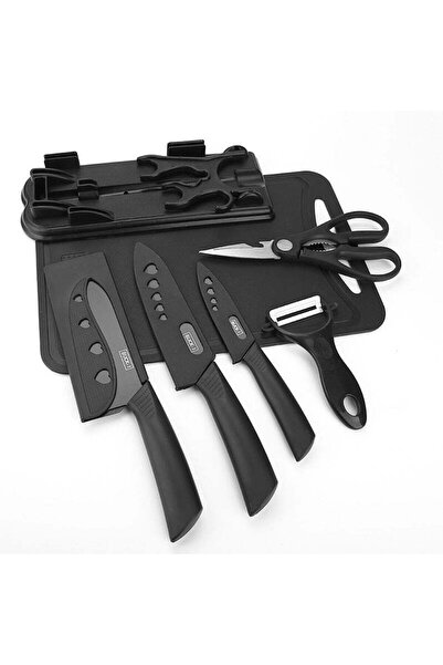 Tenzo Set cuțite ceramice profesionale 7 piese cu suport – zirconiu, tăiere p...