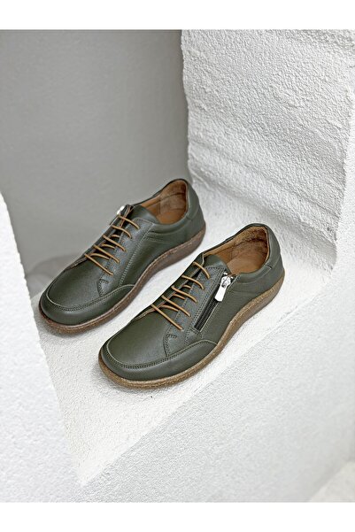 NUR KARACA 26Y-182-7059 Genuine Leather Daily Shoes with Zipper Detail and Ru...