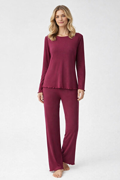 bendengiy Soft Textured Long Sleeve Pajama Set