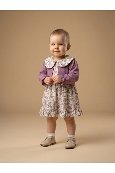 MOEBOON Baby Girl Rose Jacquard Linen Dress