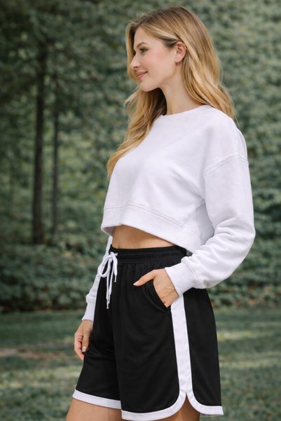 Relax family xf Women's Sports Shorts High Waist Side Cappa Fabric Stripes Comfortable Fit Casual, Fitness and Training Shorts