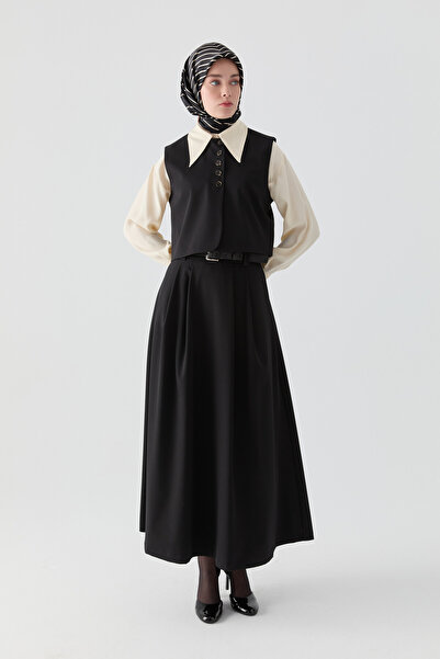 Tuğba Yelek Etek Takım - Siyah