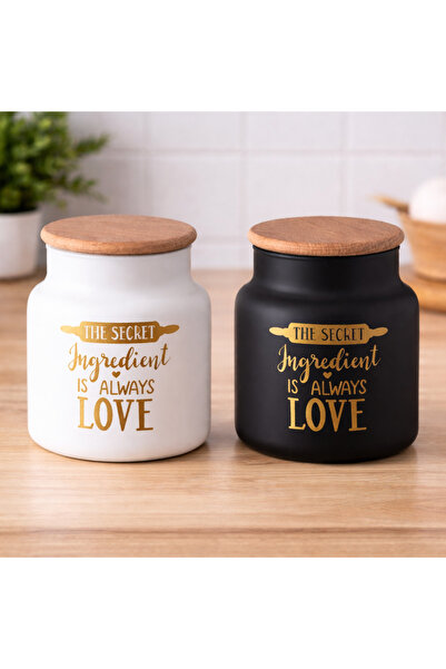 OEM Set of two decorative frosted glass message jars with wooden lids, white/...