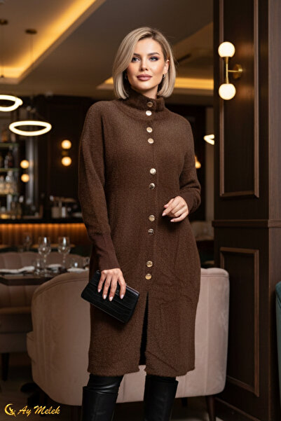 AYMELEK Women's Angora Sweater with Stand-Up Collar and Long Sleeves