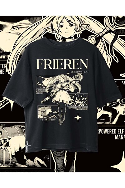 Touz Moda Manga Serries Frieren Baskılı Unisex Oversize T-Shirt