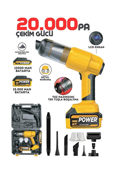 auhma AHV-21 20.000Pa Şarjlı Dijital Göstergeli Araç Süpürgesi 25.000Mah - Çi...