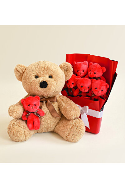 Pababo Sevgililer Günü’ne Özel Büyük Peluş Ayıcık & Mini Ayıcık Buketi – Roma...