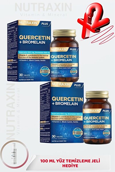 Nutraxin Kuersetin, Bromelain, Black Cumin, Vitamin C, Nettle 30 Tablets (2 P...