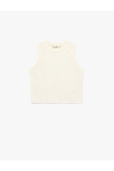 Koton Памучна блуза без яка с велосипедна деколте