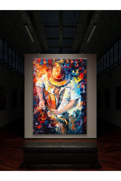 ESLEM Tuval Temalı Gitarist Tablosu | Hassas Baskı Kanvas Tablo | Özel Tasarı...