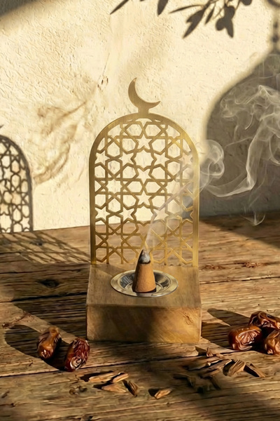 iwa concept Metal Wooden Incense Burner with Star Motif - Islamic Wall Art Ho...