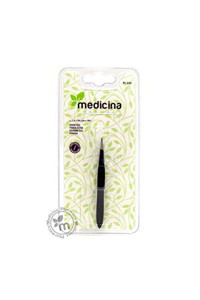 Beautytime ملقط مدبب من الفولاذ المقاوم للصدأ الأسود من ميديسينا