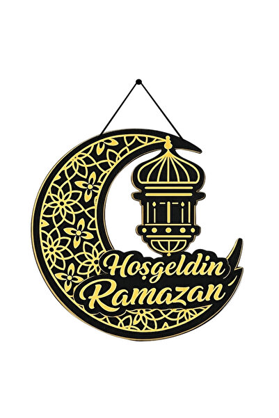 heptex Hoşgeldin Ramazan Ahşap Üzeri Uv Baskı Kapı Süsü
