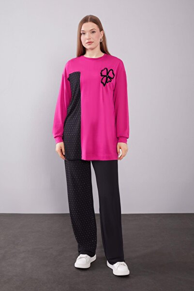 Levidor Fuchsia Clover Pattern Detailed Double Set