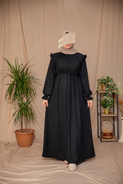 Nissra Ankanoor Ruffled Shoulder Gathered Collar Knitted Dress Anka255128