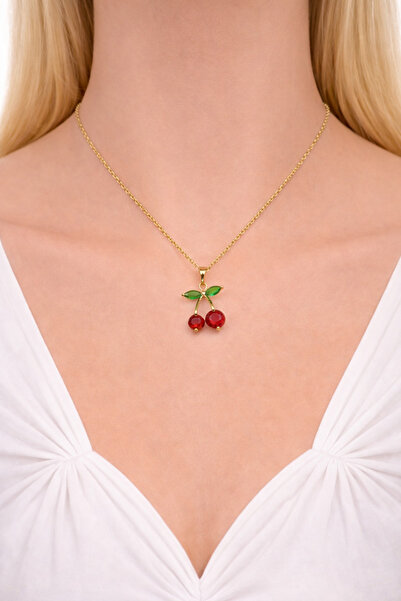 femline قلادة نسائية ذهبية اللون مرصعة بالكريز