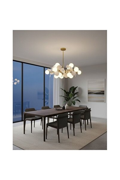 LEDZONE Lustra suspendată cu soclu LED Zone 10, aurie, cu ornamente albe, 900x680mm