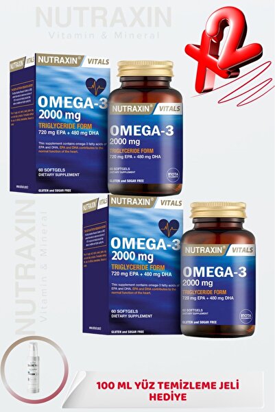 Nutraxin Omega-3 2000 Mg Epa and Dha 60 Capsules (2 Pcs) + 100 ml Face Wash G...