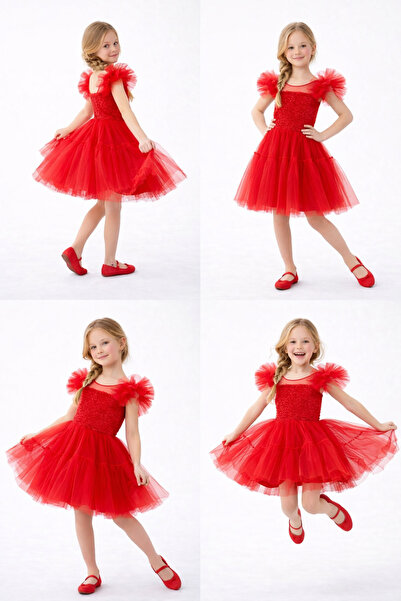 ENDESTORE Kız Çocuk 23 Nisan 29 Ekim 10Kasım abiye Gösteri Elbisesi