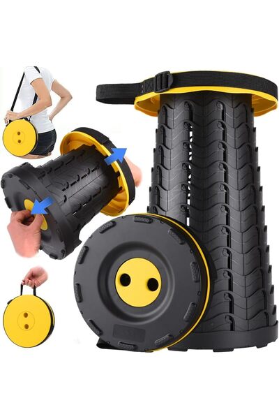 Generic Portable Telescopic folding Camping Stool. Adjustable Height Lightweight