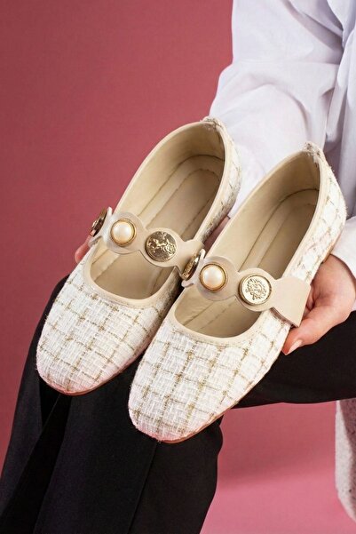 FUGA MODA Modena Beige Glitter Fabric Strappy Ballerinas with Pearl and Seal ...