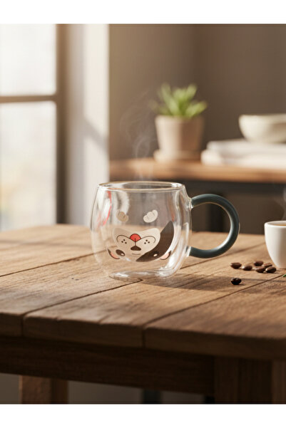 Tohana Double Wall Animal Glass Mug 280 ml