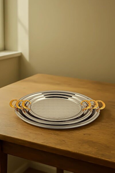 ALSAIF 3 Pieces Serving Tray Set with Side Handles