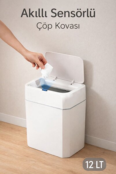 Funny Life Akıllı Hareket Sensörlü Sessiz Kapanan Çöp Kovası - Mutfak Banyo Ç...