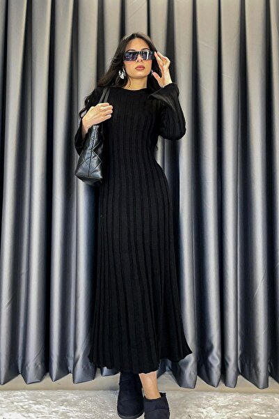 Noa&Noa Noa Noa Fitilli Uzun Triko Elbise - Siyah SİYAH