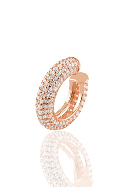 Söğütlü Silver 925 Ayar Gümüş Kıkırdak Küpe Rose 5 sıralı zirkon taşlı kıkırd...