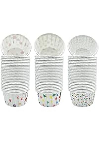 TATLI GÜNLER Renkli Desenli Cupcake Kapsülü 50’li Kek Muffin Kalıbı Doğum Gün...