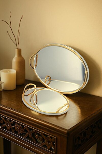 ALSAIF Oval Serving Tray Set with Side Handles