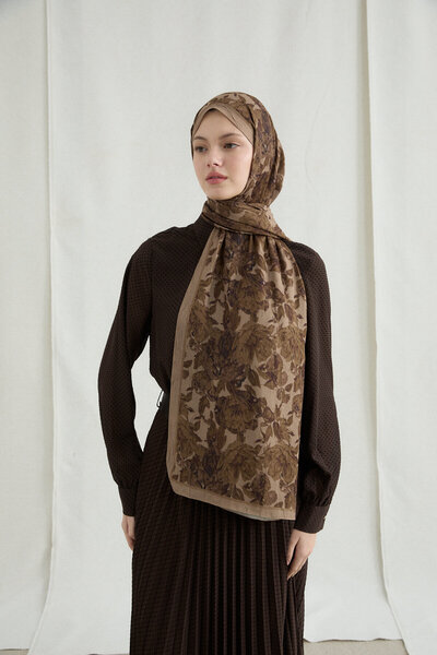 cs camellia scarf Amber Kraş Shawl - Mocha
