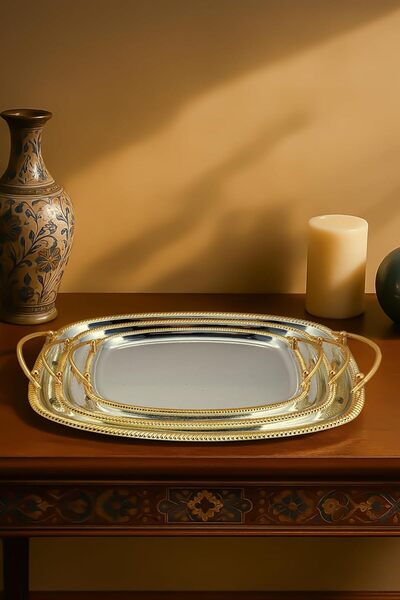 ALSAIF Rectangular Serving Tray with Side Handles