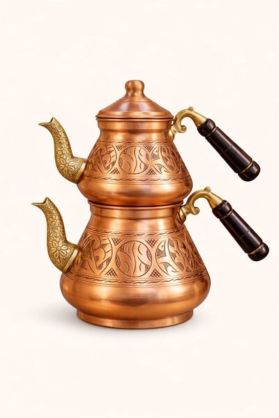 ERASLAN COPPER GİFT El İşlemeli Kalın Bakır Çaydanlık