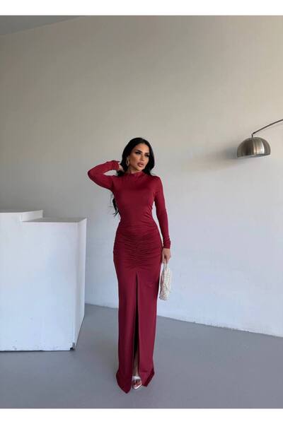 NİCE STYLE ROCHIE MAXI DE DAMĂ CU DETALII ÎNTRĂNITE ȘI GULER SEMI-PEȘTE