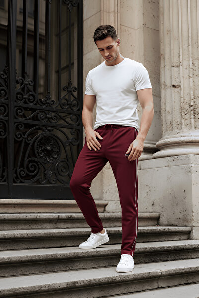 INFLUYENTE Men's Regular/Relaxed Fit Wide Leg Sweatpants with Side Ribbing