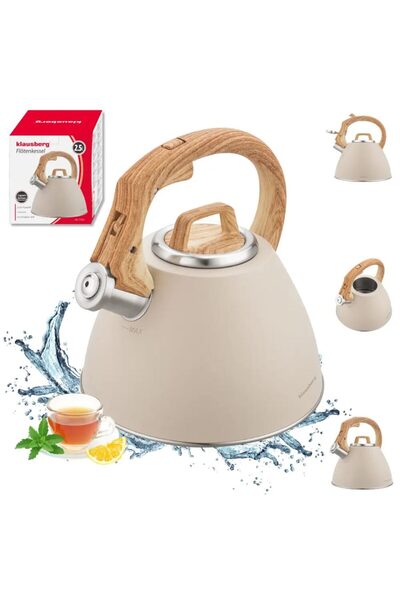 Klausberg Традиционен чайник, стоманен чайник, вместимост 2,5 литра, с дръжка...