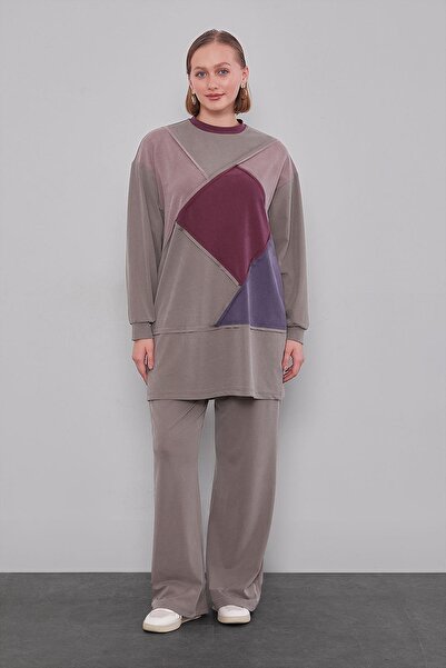 Levidor Khaki geometric pattern two-piece set