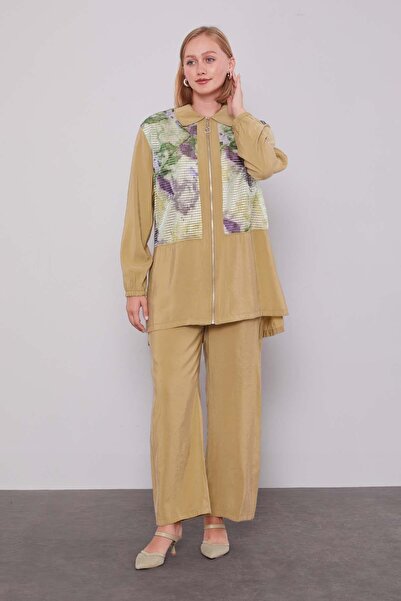 Levidor Green mesh print two-piece set