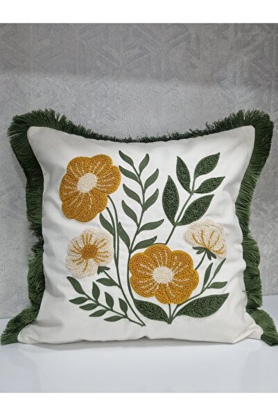 GenelTedarik Nari̇n Home Punch Embroidered Throw Pillow Cover