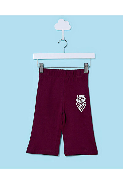 REDTAG بنطلون رياضي مطبوع باللون العنابي للفتيات الصغيرات