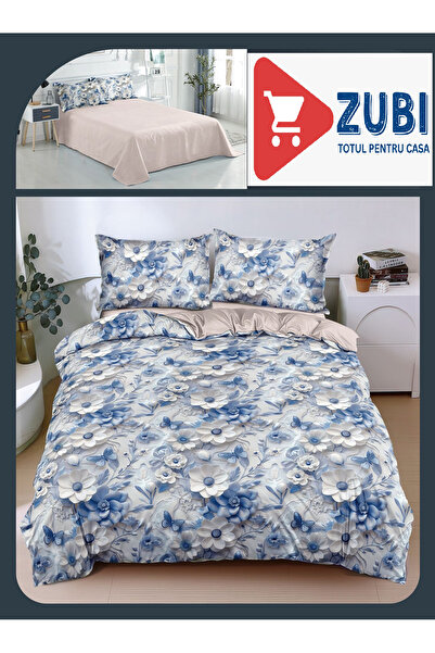 SiPro 3D Satin Cotton Bedding, 4 Pieces, Double Bed, bed sheet 240x250 cm